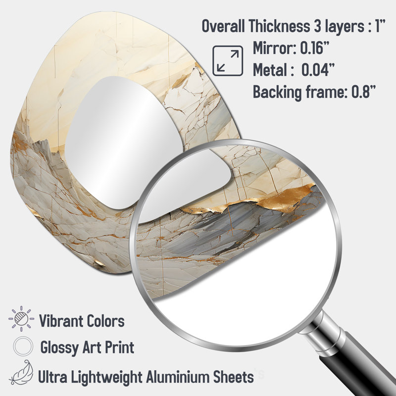 Weldon - Miroir mural abstrait moderne aux formes asymétriques, 28 po x 25 po