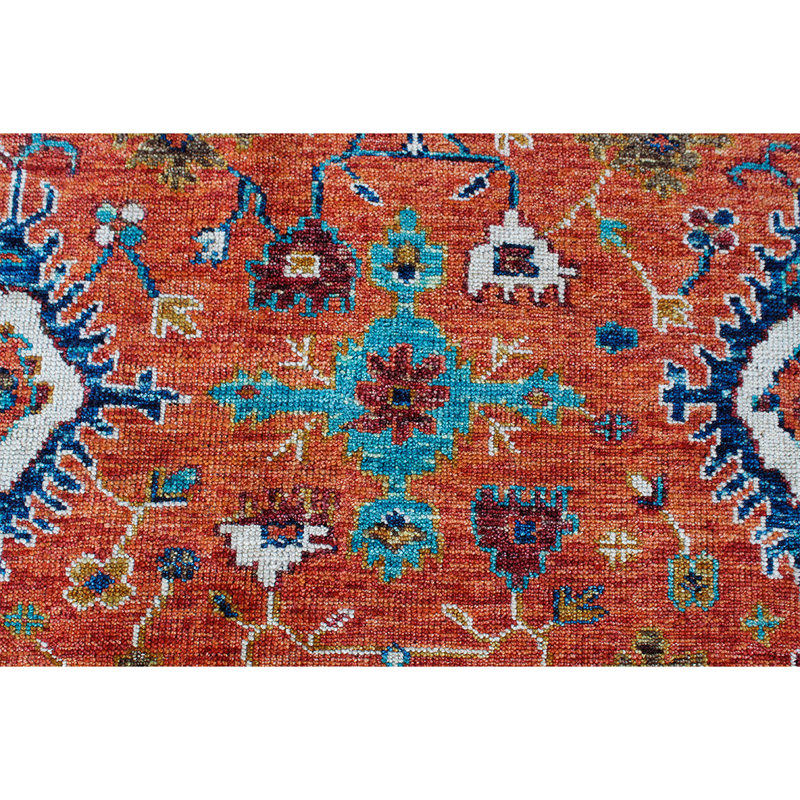 Tapis rouge / gris / beige noué à la main de haute qualité, Rectangle 9 pi x 12 pi