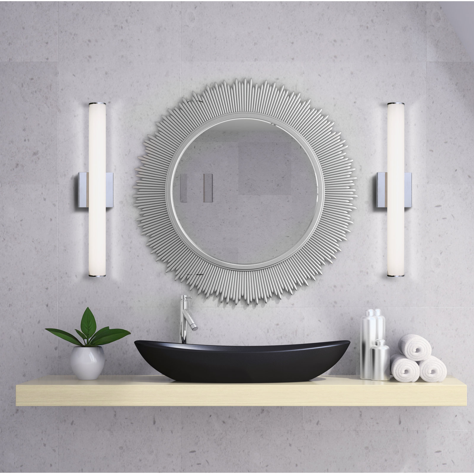 Stepridge Single Light Vanity Light, Chrome, 2.5'' H x 24'' W x 2.5'' D