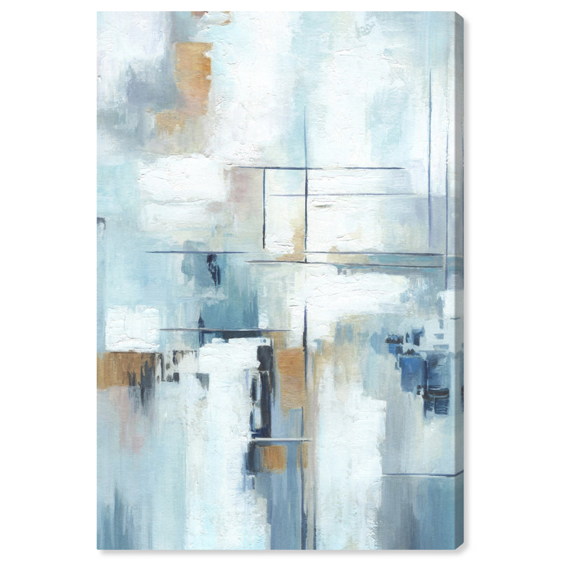 Blue Abstracts " House Of Lines II " by Art Remedy on Canvas, Wrapped Canvas, 15" H x 10" W