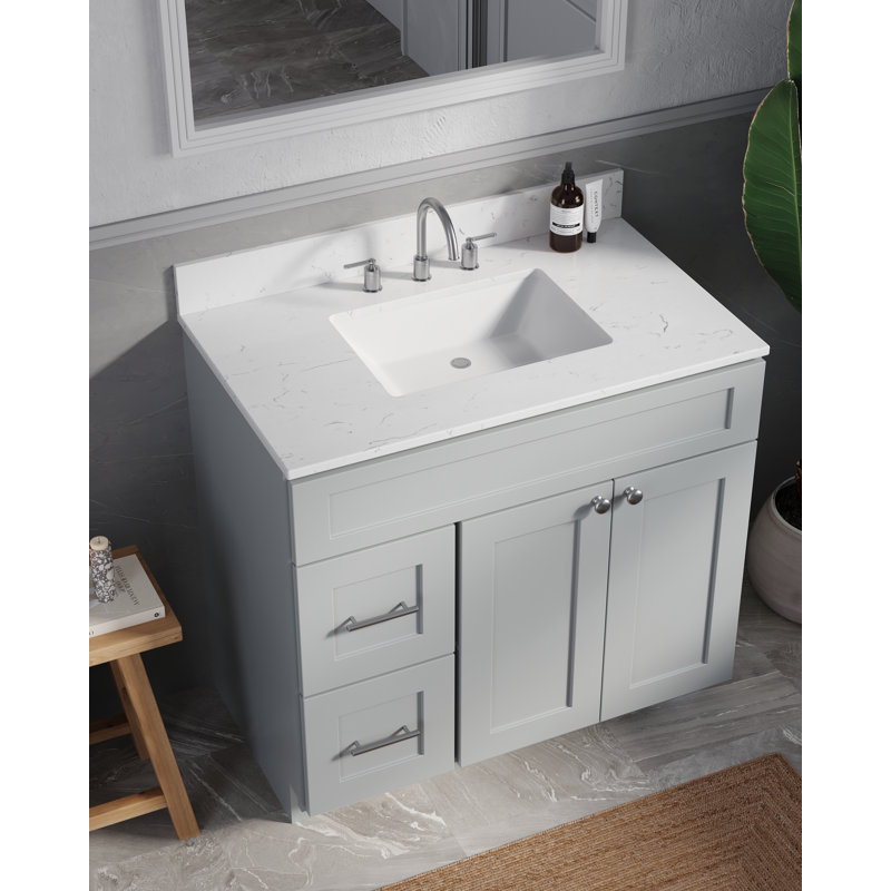 Ensemble de meuble-lavabo simple 37 po Chrisna, Gris