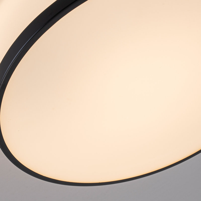 11.4" Modern LED Milk Glass Flush Mount, Matte Black