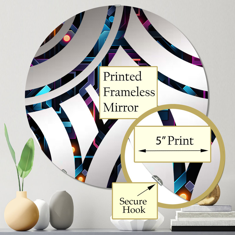 Miroir décoratif bleu et mauve, 23,6 po x 23,6 po