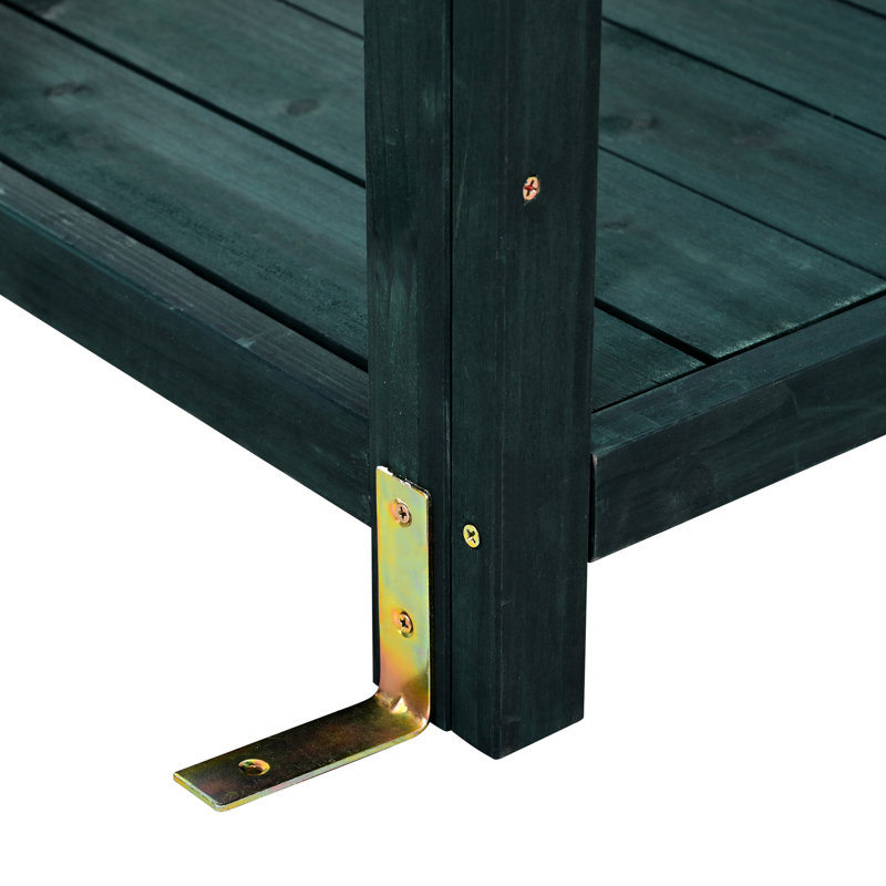 Poste de travail de jardin en bois avec 4 tablettes et dispositif de chute