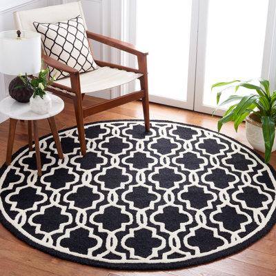 Tapis noir en laine fait à la main Cannen