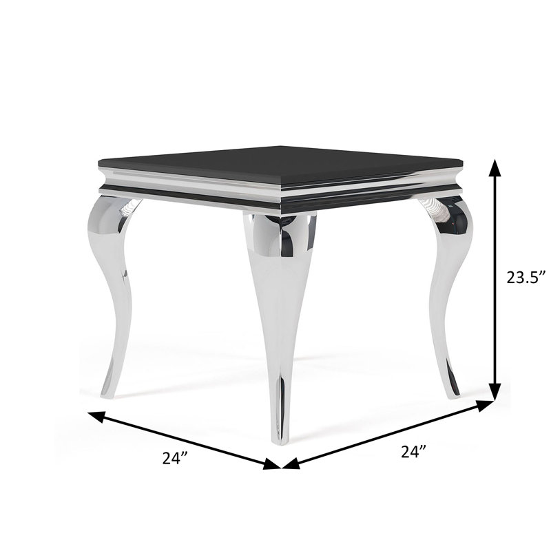 24" W Glam End Table, Black, Black