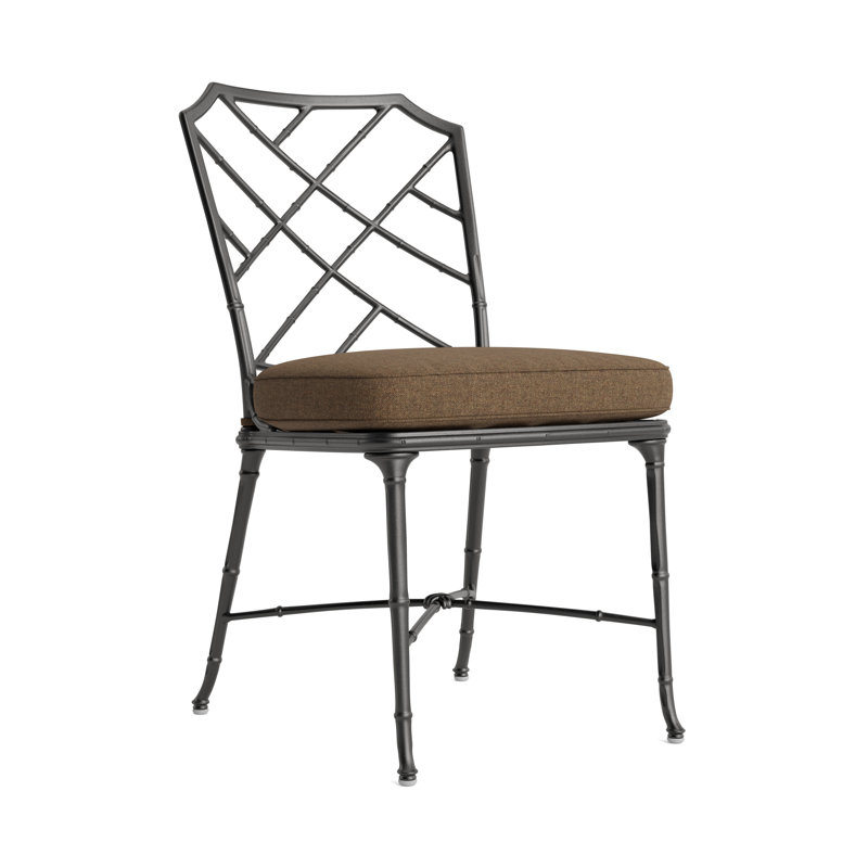 Calcutta Outdoor Dining Side Chair, Fusion Moccasian, Textured Pewter, Brown