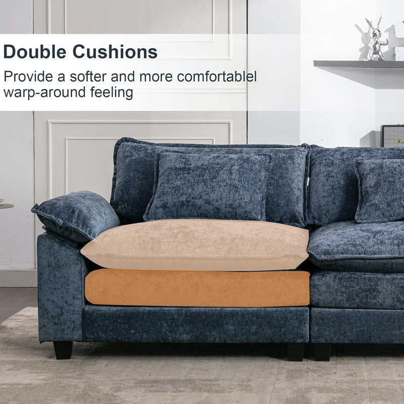 Stronski Upholstered U-Shaped Sectional Reversible, Stronski Blue Chenille