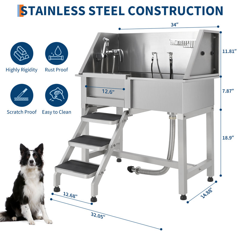 96cm H x 86cm W x 70cm D Grooming Tub