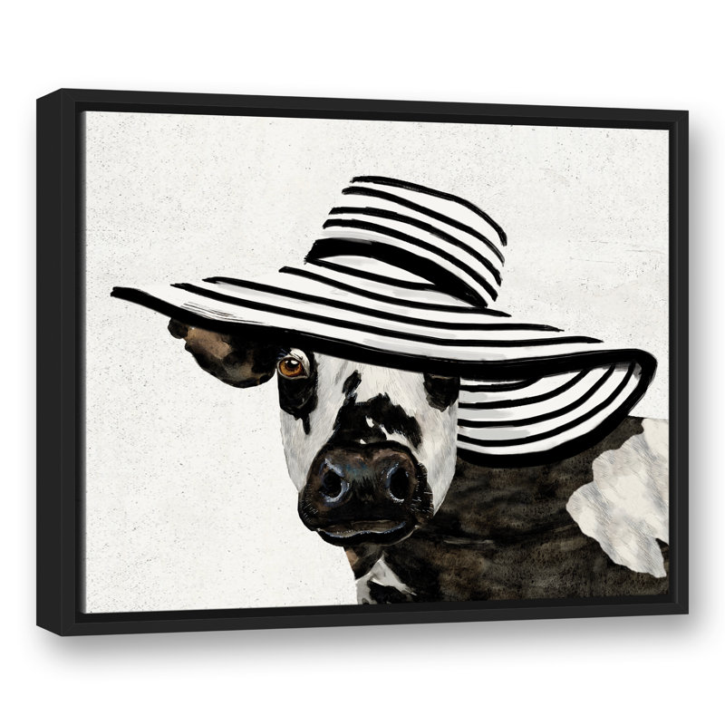 «Black White Cow Striped Fashion - Floater Frame», impression sur toile