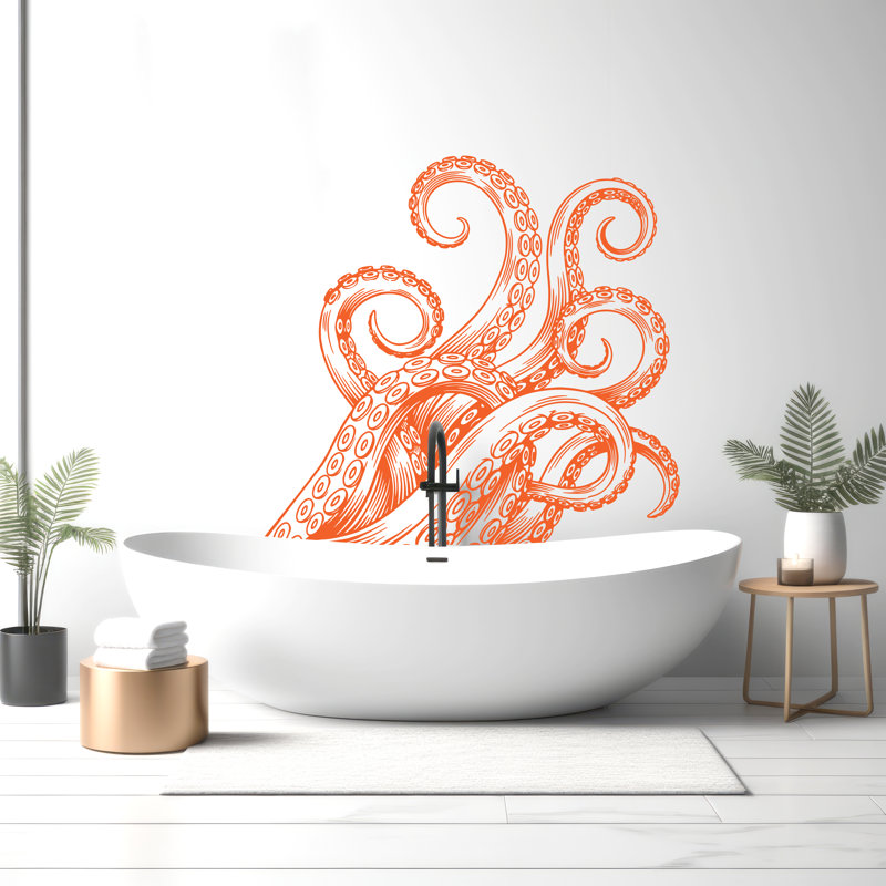 Pieuvre, décalcomanie, tentacules, animaux de mer, décorations murales, autocollants, vinyle, 320DRE, 44 po x 48 po