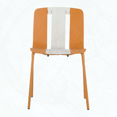 Chaises modernes en plastique à blocs de couleur à rayures - ensemble de 4 avec pieds en métal pour l'intérieur et l'extérieur