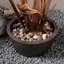 Fontaine d'extérieur en métal inoxydable à niveaux à motif de feuilles-87144069-87144070