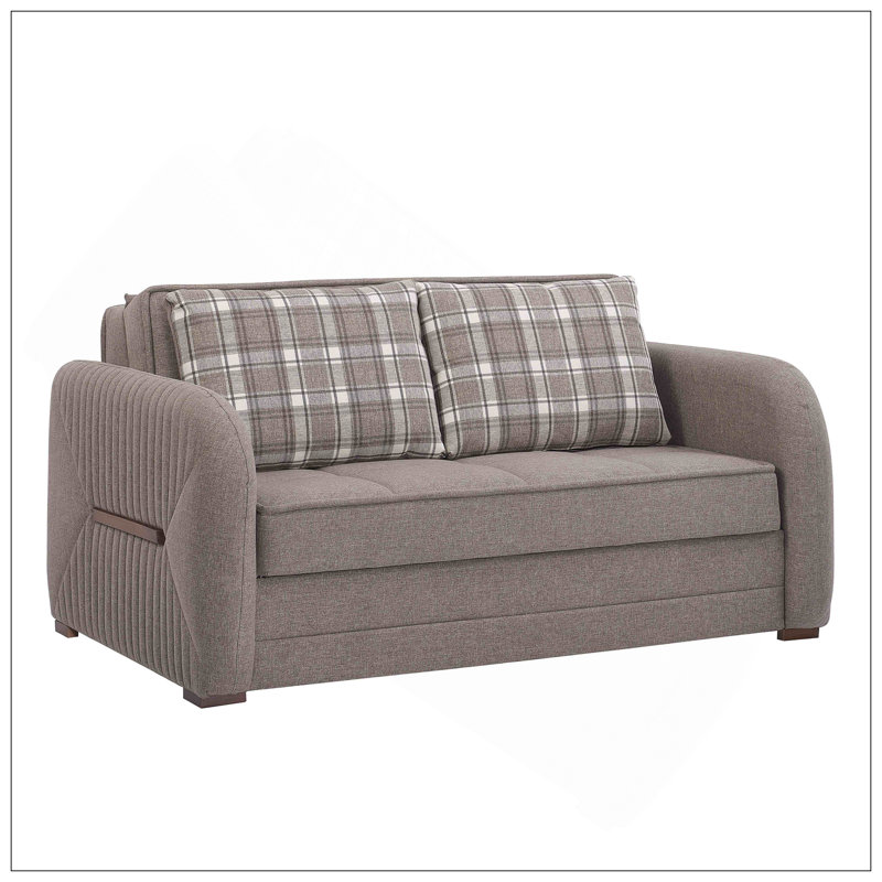 Causeuse convertible rembourrée avec rangement, Chenille beige