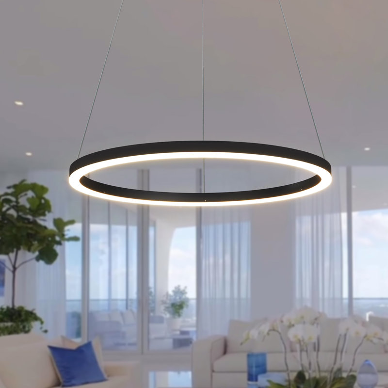 Tania 24" Black Aluminum LED Ring Chandelier