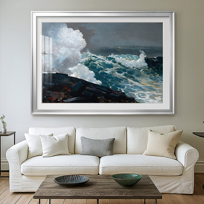 Northeaster-Winslow Homer - reproduction encadrée avec passe-partout et verre - 1895, 30 x 5 x 42,5, Impression encadrée