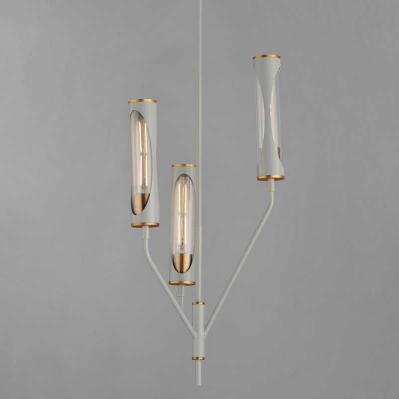 Luminaire suspendu Regent, Gris français clair / laiton vieilli naturel