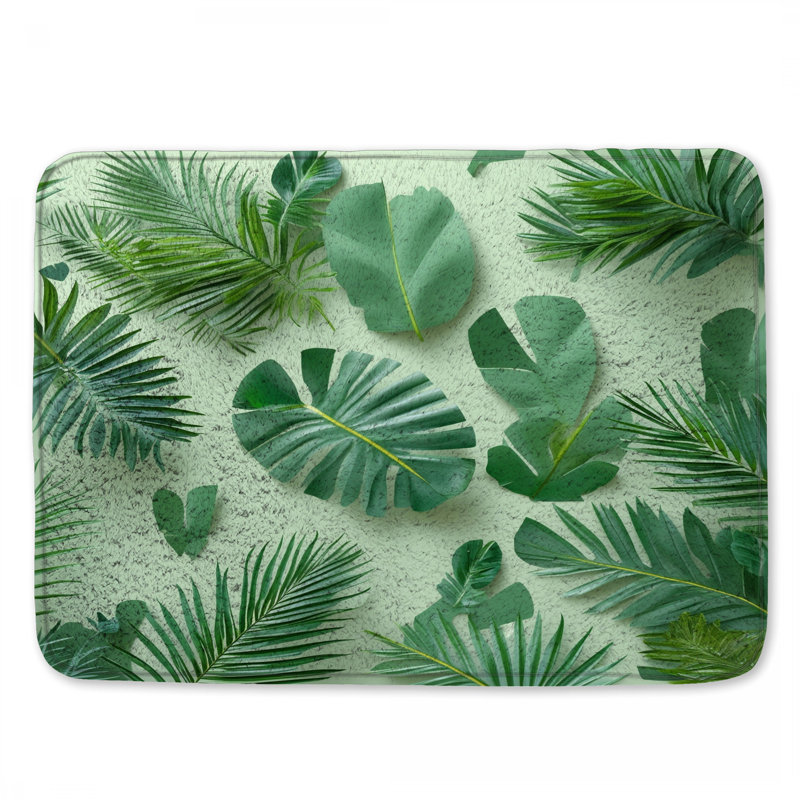 Tapis de bain feuilles de palmier tropical, L 34 po x L 21 po
