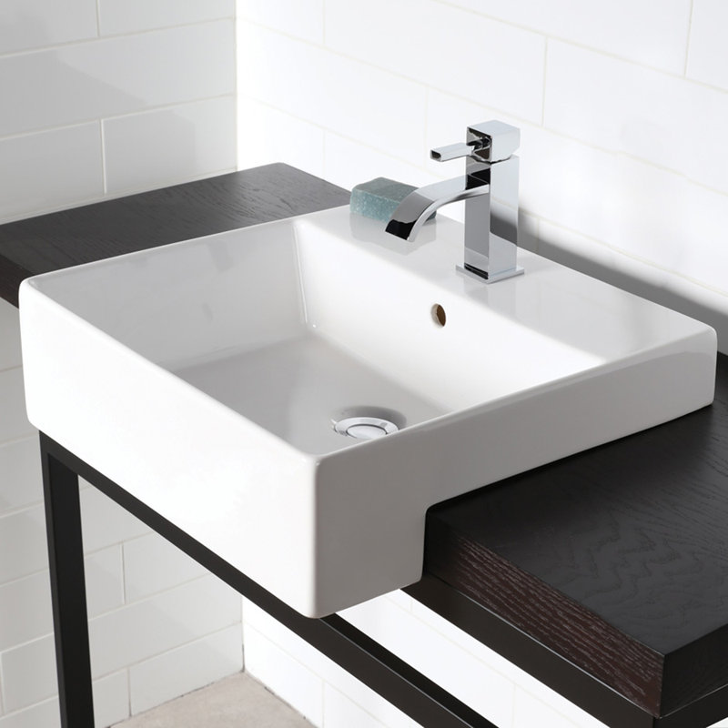 Aquamedia 18.88 in. L Bathroom Sink, Single Hole Faucet