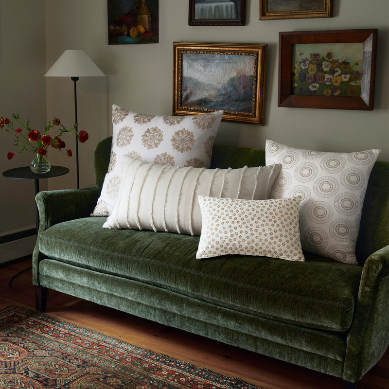 Simar Decorative Pillow, Gold Floral