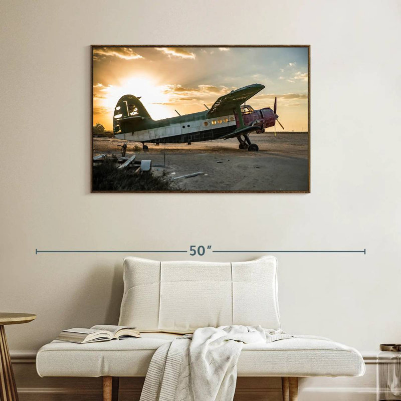 Abandonné ancien avion, Cadre flottant noyer, 40 po x 27 po