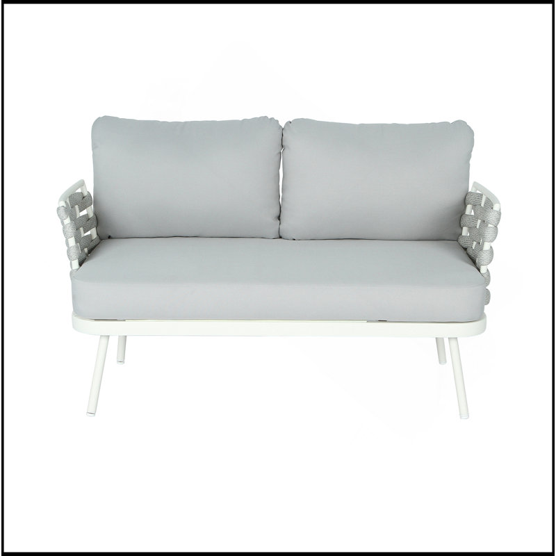 Causeuse et table en acier Mariano, Gris, Blanc