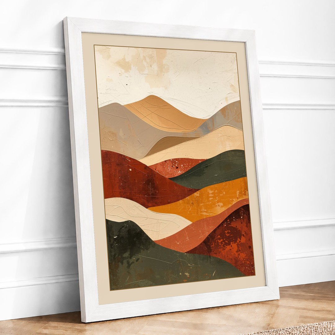 Mountains in Earth Tones Minimalist - Framed Print