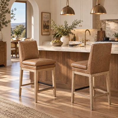 Bethea Genuine Leather Counter Stools