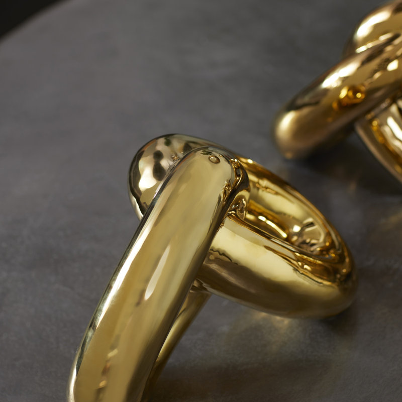 Gold Porcelain Chain Sculpture Set, 15" and 10"