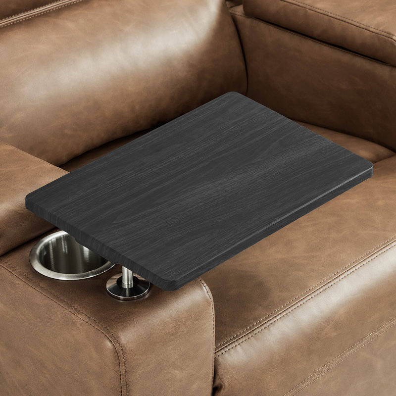 65.5" Wide Wall Hugger Power Reclining Loveseat with Outlets for Small Spaces, RV Loveseat Sofa with Armrest Storage, 360° Swivel Tray Table