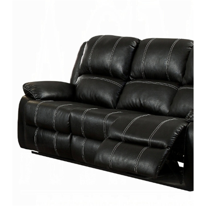 Canapé inclinable en cuir synthétique Zuriel, Noir