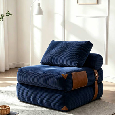 Canapé-lit futon simple pliant, canapé-lit convertible avec coussin et support pour le dos, canapé-lit confortable, matelas portatif pour canapé-lit, bleu
