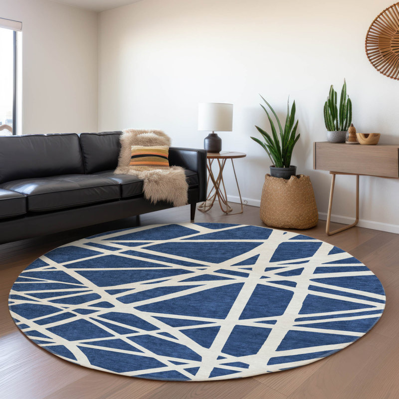 Premium Machine Washable Cossette AMF1040 Geometric Rug, Round 8'