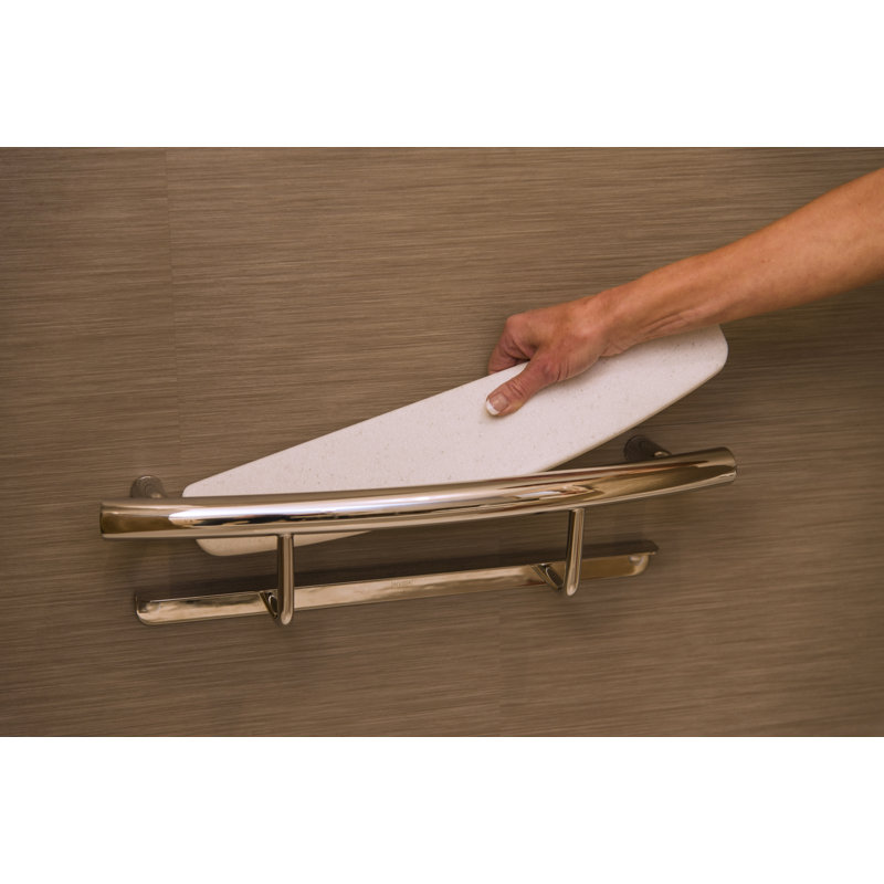 Matte Black Stainless Steel 20" Curved Grab Bar with Shelf