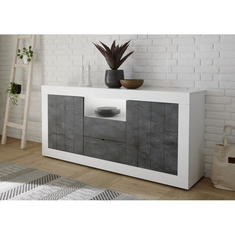 Honi 184cm Sideboard, White/Dark grey