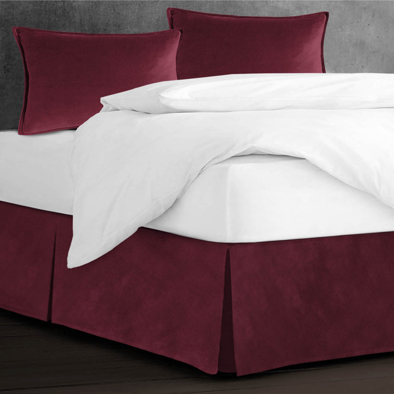Jupe de lit en velours, Très grand, Rouge, 18"