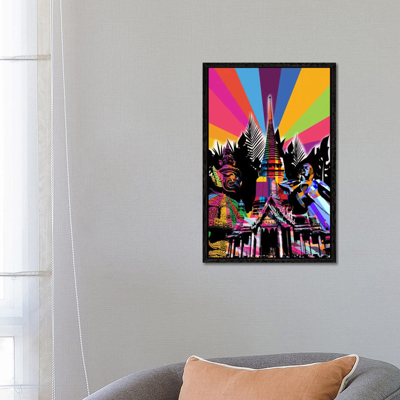 Bangkok Psychedelic Pop by 5by5collective - Gallery-Wrapped Canvas Giclée on Canvas, 66.04 cm H x 45.72 cm W, Black Framed