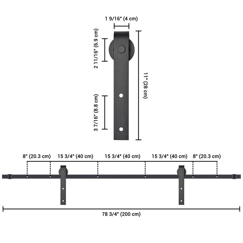 6.6 ft Black Aluminum Sliding Barn Door Hardware Kit