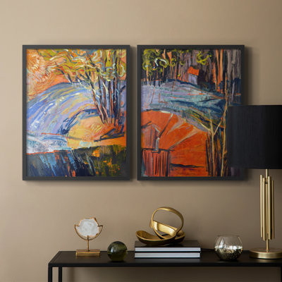 «Cadmium Winter Solstice III», reproduction encadrée de qualité supérieure - prête à être accrochée - aucun clou requis - aucun clou requis