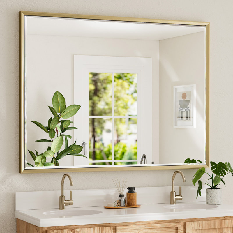 Miroir de salle de bain mural Lohoski, Or, 36 po x 48 po