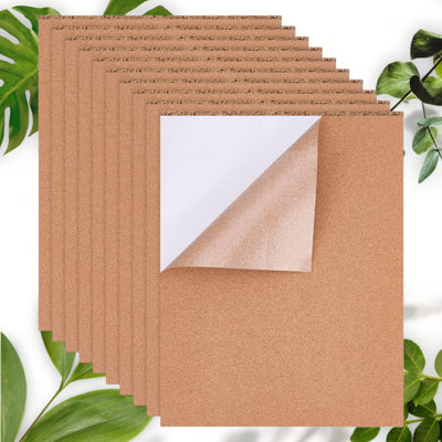 10 Pack Self-Adhesive Cork Sheets 1mm Thick