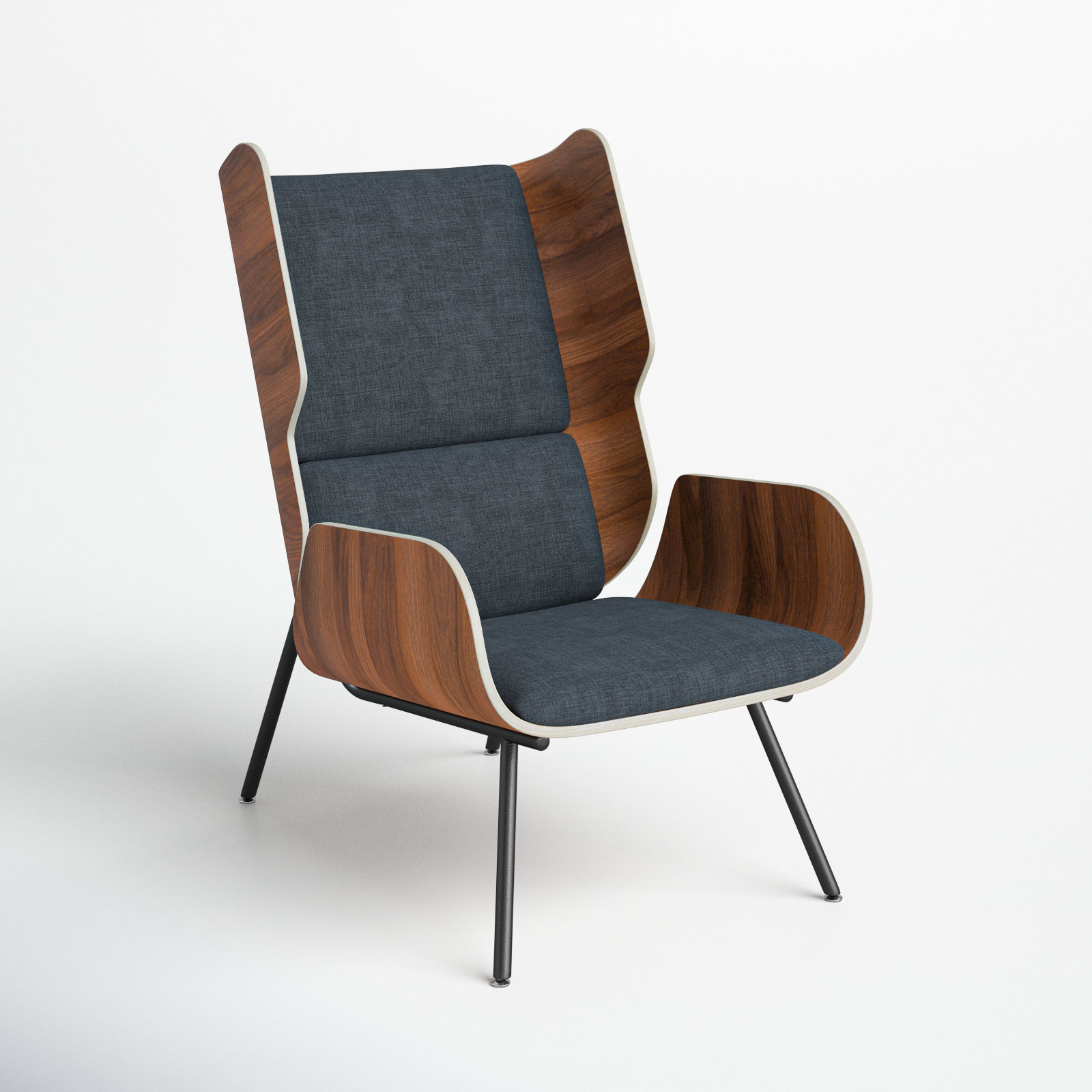 Elk Wingback Chair, Laurentian Onyx Performance Twill, White