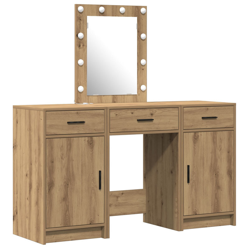 Dressing Table with Mirror, Artisan Oak