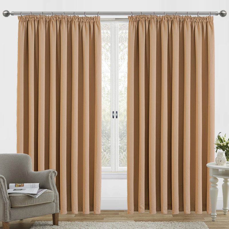 Room Darkening Curtain, 168cm Width x 183cm Drop, Beige