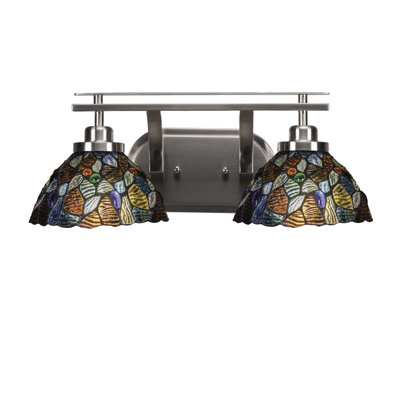 Estella 2 Light Bath Bar Shown With 7" Blue Mosaic Art Glass