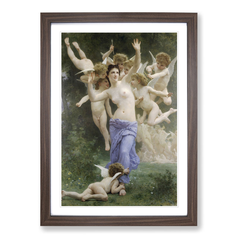 The Invitation by William Adolphe Bouguereau - Picture Frame Painting, 36cm H x 27cm W x 2cm D, Walnut