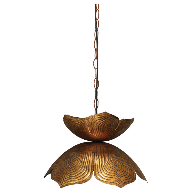 Luminaire suspendu 1 lumière Lotus, H 12,5 po x l 20 po x P 20 po