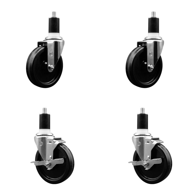 Ensemble de roulettes à tige pivotante en acier inoxydable de 1 pouce et 2 pouces 5 pouces
