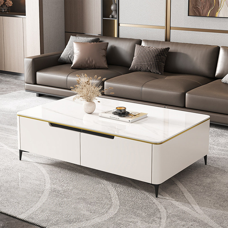 Table basse Modern, Blanc, H 16,5 po x L 55,1 po x l 27,6 po