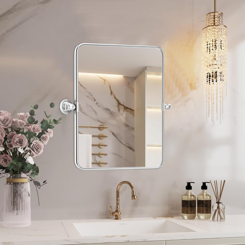 Miroir mural, Verticale, 24 po x 20 po, Argent argent